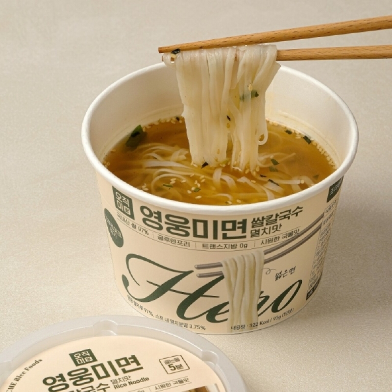강원더몰,(오직미)영웅미면 쌀칼국수 멸치맛 김치맛 반반(6개입/4개입)